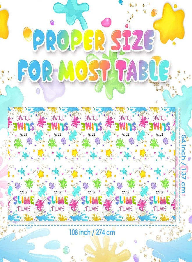 Tingjoo 3 Pack Slime Party Tablecloths It's Slime Time Art Table Covers 54 x 108 Inches Rectangle Glow Table Cloth Plastic Disposable Colorful Tablecloths for Art Birthday Party Decorations (Vibrant) - Image 2